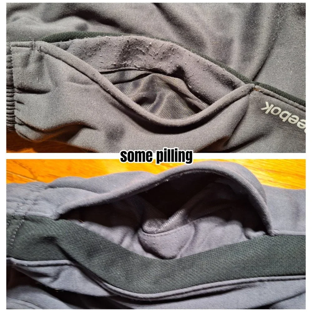 Reebok Gray Black Sweatpants Large Fleece Lined Athletic 90s Warm Ups Inseam 29" - Picture 6 of 10